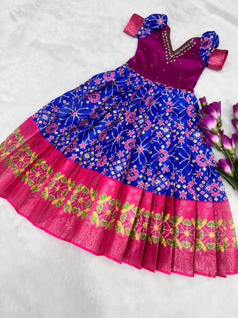 kids gown kanjivaram silk Wholesale children clothing market in India